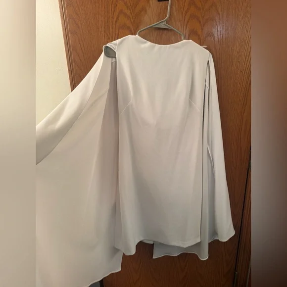 Adrianna Papell Ivory Long Sleeve Dress w/ Cape - Picture 4 of 6